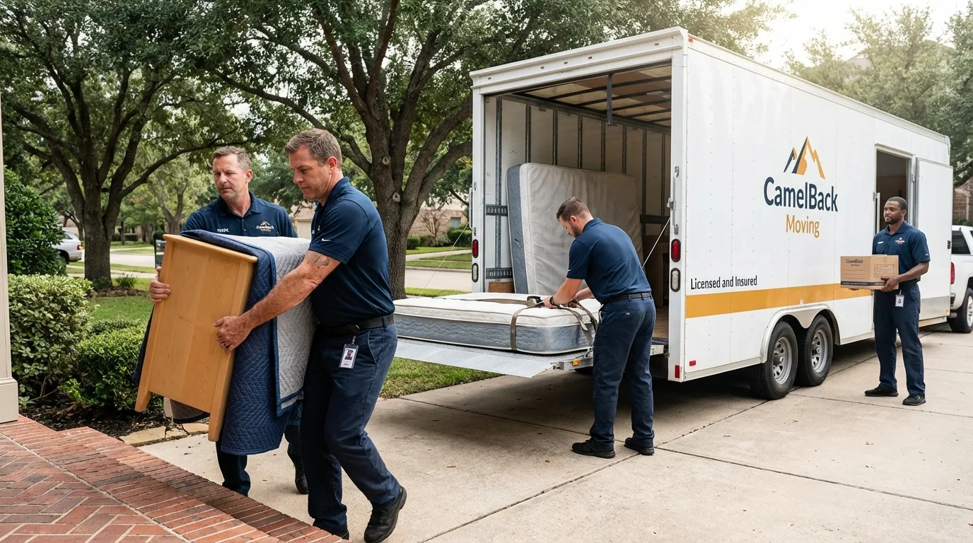 Crew loading residential truck for cross-state move from Oswego, NY